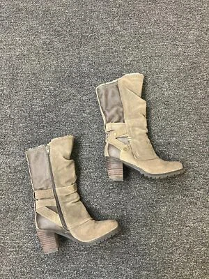 Bare TrapsWomen’s Size 6M Calf -High Heel Beige Faux Fur Lined Suede Boots - Image 1 of 4