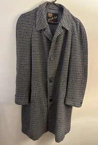 Birksley Mens Overcoat Multicolor Tweed Coat Houndstooth Collared Winter READ - Picture 1 of 16