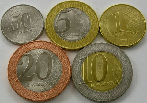 ANGOLA 50 Centimos / 20 Kwanzas 2011/2012 - Lot of 5 Coins - UNC * Cover