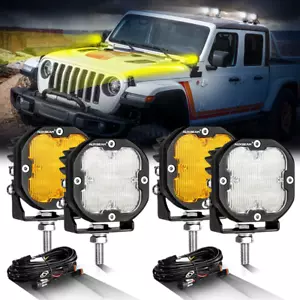 AUXBEAM 3" INCH Amber White LED Work Light Pods Offroad Fog Lamp For Dodge Ram - Picture 1 of 66