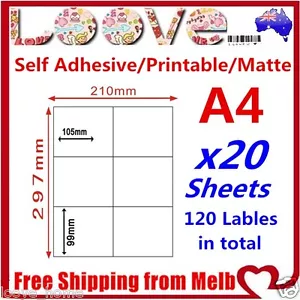 40x Etiquetas A4 Adhesivas Papel Dirección Postal Oficina Láser Inyección de Tinta 2x3 99x105mm - Imagen 1 de 3