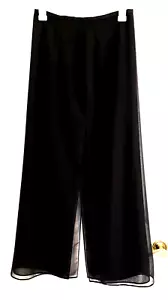 EUC JS Collections Formal Black Long High Slit Skirt, Sheer Crepe Overlay Sz 4P - Picture 1 of 3