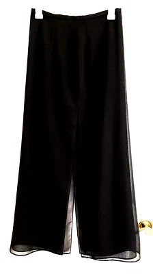 EUC JS Collections 正装黑色长高开衩裙,透明绉织覆盖尺寸 4P — 第 1/3 张图片