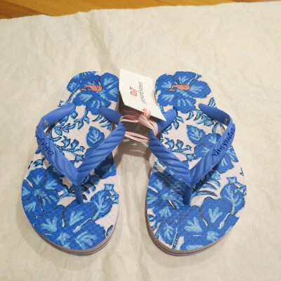 Chanclas Vineyard Vines Niñas Morada Azul Estampado Floral Talla 10 Auténticas Nuevas con Etiquetas Foto 1 de 4