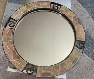 Pier 1 Imports 13" Inlay Stein bronziert runder Akzent Spiegel. - Bild 1 von 6