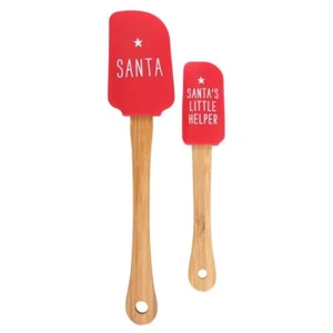 Santa Silicone Spatula Set of 2 Christmas Kitchen Baking Xmas Gif - Picture 1 of 2