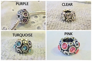 Crystal Rose Bud Charm Bead European *COLOR CHOICE* Made w/ Swarovski Crystals - Picture 1 of 10
