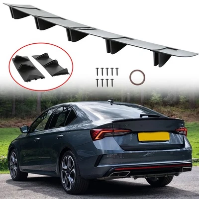 For Skoda Octavia RS Kodiaq Rear Bumper Diffuser Shark Fin Splitter Chin Black - Imagem 1 de 4