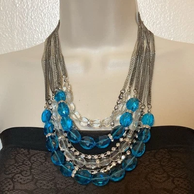 Park Lane Stunning Glass and Sparkly Crystals Multi Layered Statement Necklace - Image 1 of 4