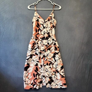 Forever 21 Contemporary Linen Dress Damask Pockets Summer Beachy Resort Button - Picture 1 of 20