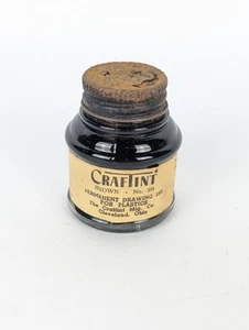 Vintage Craftint Brown No. 234 Drawing Ink Bottle 1/4 Full Made in USA Antique - Picture 1 of 5