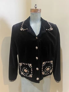 Black Velvet Jacket Size S - Picture 1 of 6