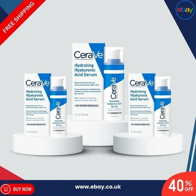 3x CeraVe Hydrating Hyaluronic Acid Serum Moisturising Serum 30ml - Image 1 of 4
