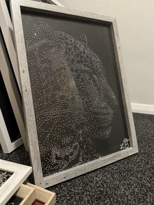 30x40cm Crystal Leopard Wall Art – AB Rhinestone Animal Portrait | Sparkling - Picture 1 of 3