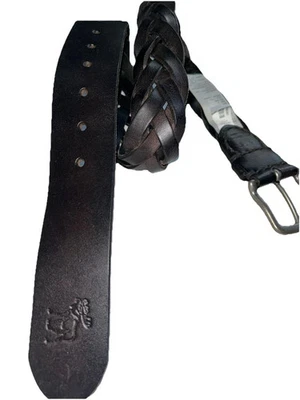 Abercrombie & Fitch Belt Braided Brown Genuine Leather Belt Size 30 Vintage - Image 1 of 4