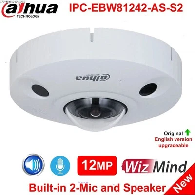 Dahua IPC-EBW81242-AS-S2 12MP AI 4K Panoramic Fisheye IP Camera PoE Mic Speaker - Image 1 of 4