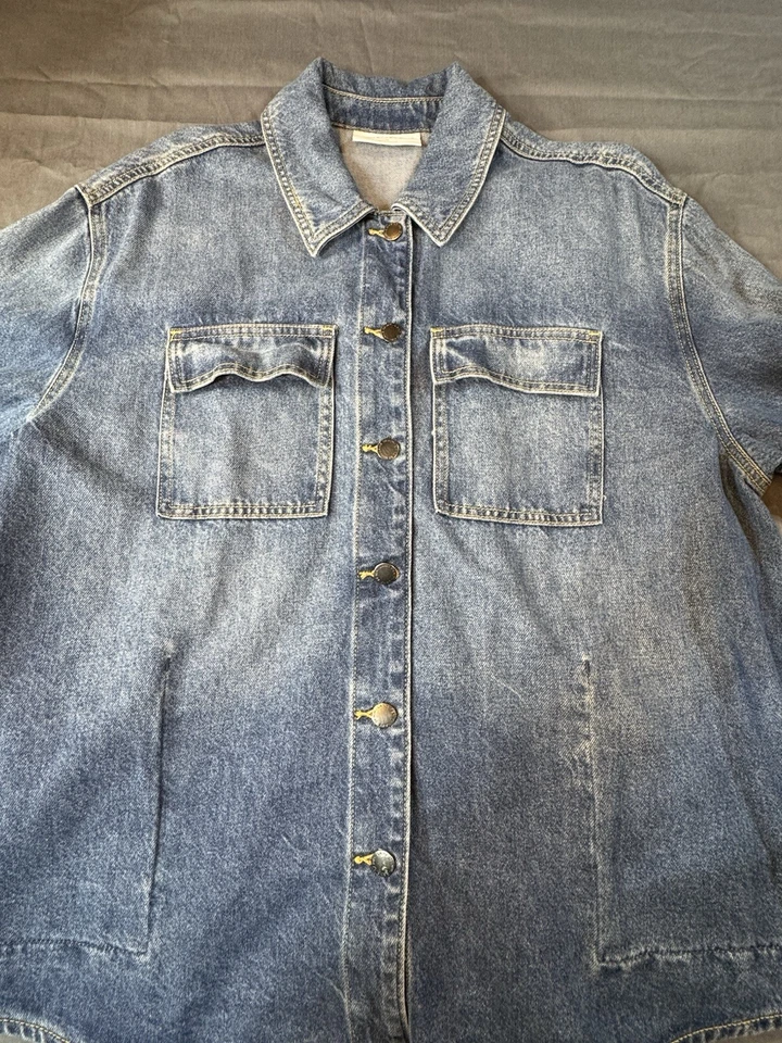 Lane Bryant Women'sDenim Shacket. Button Up Pockets Medium Wash. Size 16 NWOT - Image 1 of 4