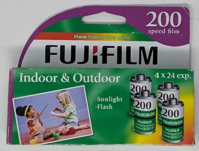 FUJIFILM 200 Speed Film 4 x 24 Exposure Rolls EXPIRED 2013 New Sealed 4 Pack - Image 1 of 3