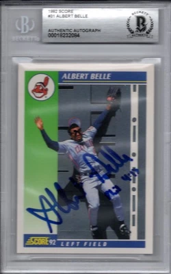 Albert Belle 1992 partitura autografada cartão assinado Beckett autenticado - Imagem 1 de 2
