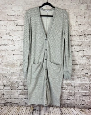Cárdigan James Perse Estándar Para Mujer Talla 3 Gris Rayas Algodón Polar Largo L Foto 1 de 4