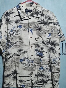 VINTAGE MEN'S MILANO BAY SAILBOAT PALM TREE FLORAL PRINT HAWAIIAN SHIRT XXL - Picture 1 of 10