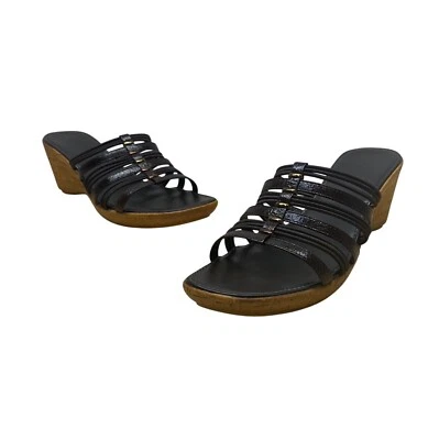 Sandalias italianas de cuña Tíber con tiras de chocolate talla 10 Foto 1 de 4