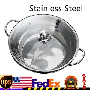 Stainless Steel Hot Pot Two-Flavor Hot Pot S-type With Lid For Induction Cooker - Picture 1 of 11