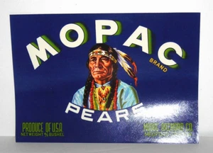 Vintage MOPAC Pears CRATE LABEL Perfect Condition - Picture 1 of 1