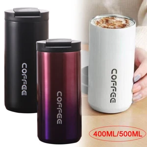 400/500ml Stainless Steel Coffee Thermal Mug Cup Travel Flask Vacuum Leakproof - Picture 1 of 17