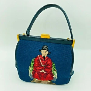 Petit Point Needlepoint Purse Handtasche Asian Emperor Empress China Rose Riff NY - Bild 1 von 12