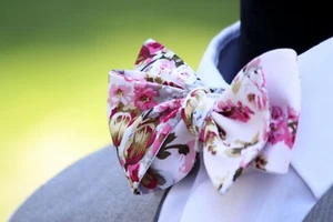 NWT Men's bow tie Floral Cotton Bow tie Self - tied Gift Box C354 - Picture 1 of 5