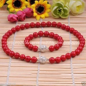 Collar Perla Cáscara del Mar del Sur Rojo Coral Genuino 8-12mm 18&7.5" PN1418 - Imagen 1 de 9