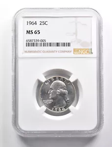 MS65 1964 Washington Quarter NGC - Golden End of Roll Tone *4986 - Picture 1 of 3