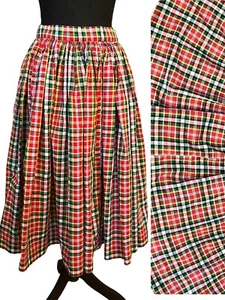 Vintage 70er Rock Junior kariert rot grün High Waist Partyrock Weihnachten - Bild 1 von 6