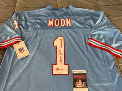 WARREN MOON Signed HOUSTON OILERS Jersey HOF 06 9 x Pro Bowl Auto JSA COA $ - Image 1 of 4