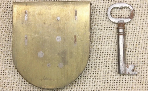 Desk Drawer Cabinet Door Lock vintage BRASS old skeleton key 1873 pat dovetail Cover