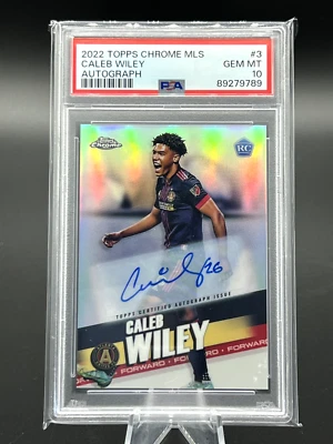 Caleb Wiley 2022 Topps Chrome MLS #3 Rookie Auto Refractor PSA 10 GEM Atlanta - Image 1 of 2
