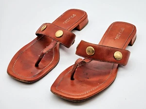 Vintage Prada Orange Leather Thong Sandal Women Size 40 - Picture 1 of 13