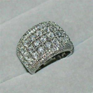 Ring Luxus Silber Zubik Damen für breite Ringe Zirkon groß Mode Verlobung - Bild 1 von 19