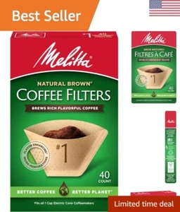 Cone Coffee Filters, Unbleached Natural Brown, 40 Count Pack of 12 480 Total ... - Picture 1 of 8