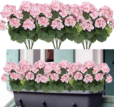 Red Geranium Silk Flowers - 3 Pack UV Resistant Outdoor Decor for Home & Events - Image 1 of 4