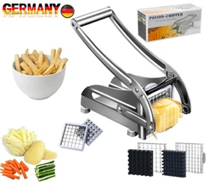 Pommesschneider - Pommes Frites Schnitzer aus Edelstahl - 2 Schneideeinsätzen DE - Bild 1 von 11