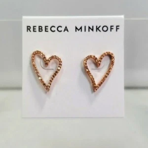 Rebecca Minkoff Pave Sweetheart Stud Earrings (Rose Gold) Earring - Picture 1 of 3