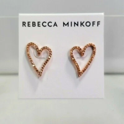 Rebecca Minkoff Pave Sweetheart Stud Earrings (Rose Gold) Earring - Image 1 of 3