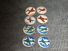 Complete Set of 8 Large Military Aircraft Airplane Pep Pins - From the 1940's
