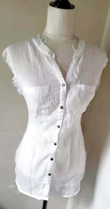 MYSTREE Größe Large Damen langes weißes Strickoberteil Spitze abgeschnittene Ärmel Boho Country - Bild 1 von 5