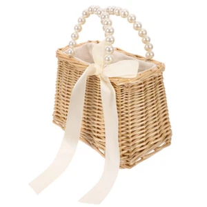 2 Count Perle Handtasche Gewebte Börse Reisen Umhängetasche Aus Stroh Für Damen - Zdjęcie 1 z 12
