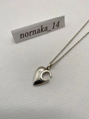 Near MINT GUCCI Sterling Silver Heart G Necklace Silver 925 No Box - Image 1 of 4