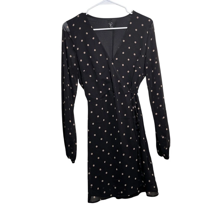 Vestido Windsor Para Mujer Grande Negro Metálico Envolvente Corbata Cuello en V Transparente Mini Corto Foto 1 de 4