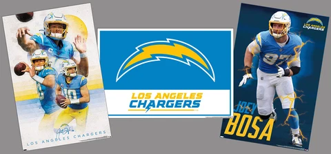 LOS ANGELES CHARGERS NFL Football Posters 3-POSTER COMBO SET - Herbert, Bosa, + Cover